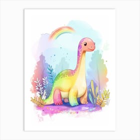 Pastel Rainbow Plateosaurus Dinosaur 1 Art Print