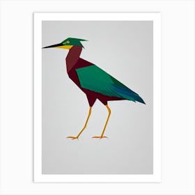 Green Heron Origami Bird Art Print