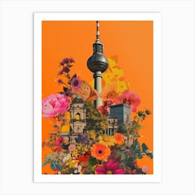 Berlin   Floral Retro Collage Style 3 Art Print