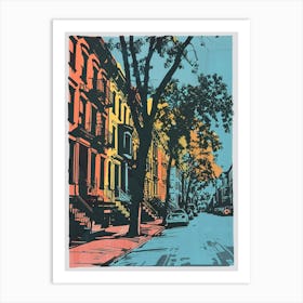 Greenpoint New York Colourful Silkscreen Illustration 1 Art Print