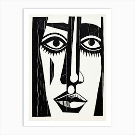 Eyes Linocut Inspired Portrait 1 Art Print