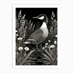 Bird Linocut Common Loon 7 Art Print