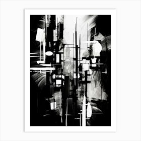 Urban Pulse Abstract Black And White 1 Art Print