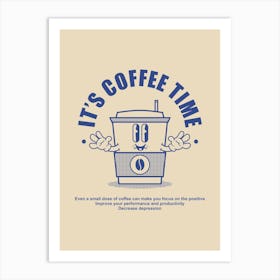 Coffee Quote Print "It's Coffee Time", Coffee Lover Gift, Gift for Him, Morning Coffee Wall Art, Love Coffee Art Print