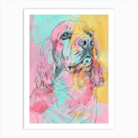 Colourful Bergamasco Sheepdog Abstract Line Illustration 2 Art Print