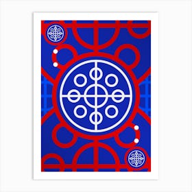 Geometric Abstract Glyph in White on Red and Blue Array n.0092 Art Print