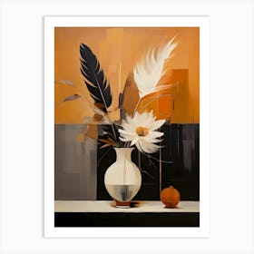 White Feathers In A Vase Art Print