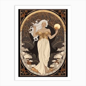Greek Goddess In Black And Gold Art Print