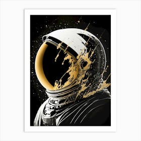 Gold Astronaut Painting Art Print