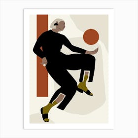 Illustration Of A Woman Kicking A Ball Art Print