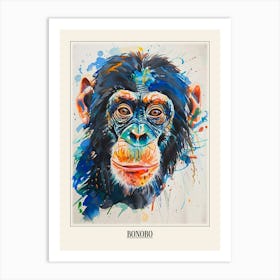 Bonobo Colourful Watercolour 2 Poster Art Print