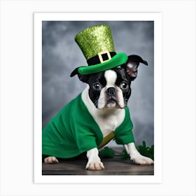 St Patrick'S Day Boston Terrier 13 Art Print