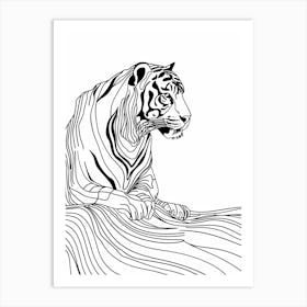 Tiger Drawing animal lines art Art Print