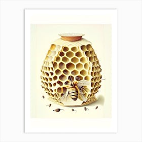 Hive Bees Vintage Art Print