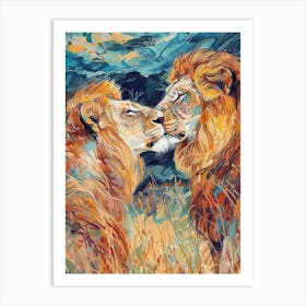 Masai Lion Mating Rituals Fauvist Painting 1 Art Print