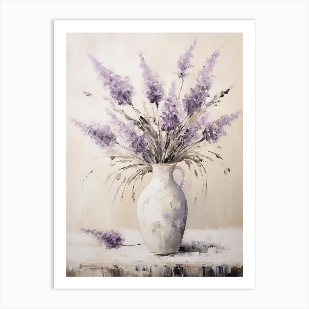 Lavender, Autumn Fall Flowers Sitting In A White Vase, Farmhouse Style Art  Print by Frost and Flannel Fy