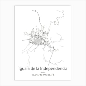 Iguala De La Independencia,Mexico Minimalist Map Art Print