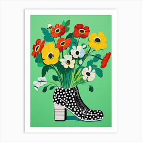 Sneaker Garden Delight: Whimsical Flowers Art Print