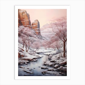 Dreamy Winter Painting Zion National Park United States 4 Art Print