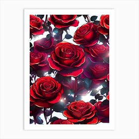 Red Roses Seamless Pattern 3 Art Print