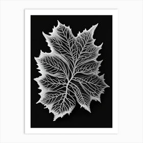 Elm Leaf Linocut 3 Art Print