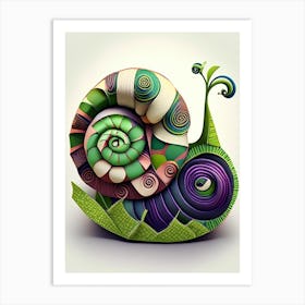 Grove Snail  Patchwork Art Print