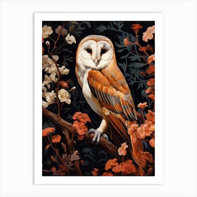 Dark And Moody Botanical Barn Owl 4 Art Print