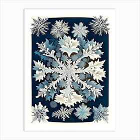 Snowflakes In The Snow,  Snowflakes Vintage Botanical 2 Art Print