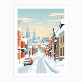 Retro Winter Illustration Montreal Canada 2 Art Print