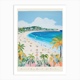 Poster Of Orient Bay Beach, St Martin, Matisse And Rousseau Style 1 Art Print