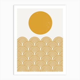 Golden Sun And Waves, Summer Mood Art Print