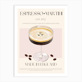 Espresso Martini Cocktail Mid Century Art Print