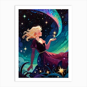 Girl With A Star 1 Art Print