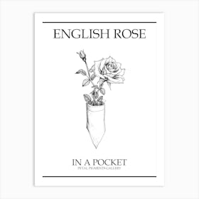 English Rose In A Pocket Line Drawing 4 Poster Art Print