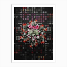 Vintage Bowie's Oxalis Floral Wreath on Dot Bokeh Pattern n.0447 Art Print