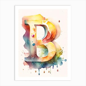 B  Letter, Alphabet Storybook Watercolour 1 Art Print