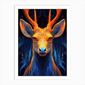 Glowing Neon Deer Art Print