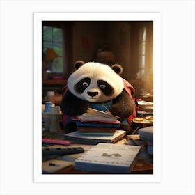 Baby Panda's Study Session Print Art Print