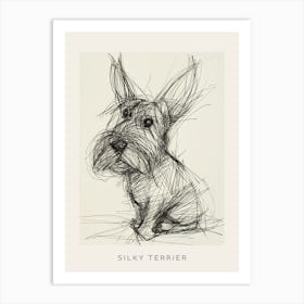 Skye Terrier Dog Line Sketch 1 Poster Art Print