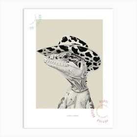 Lizard In A Cow Print Cowboy Hat Detailed Illustration Poster Art Print