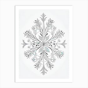 Needle, Snowflakes, William Morris Inspired 1 Art Print
