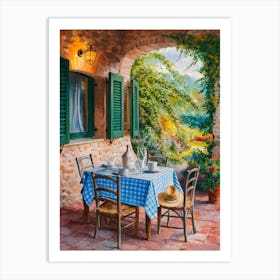 Al Fresco Dining, Table setting, oil painting Art Print