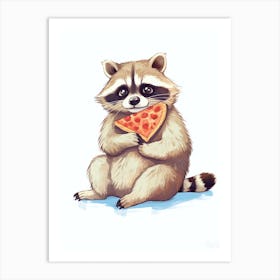 Raccoon Eating Pizza 2 Art Print