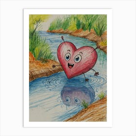 Heart In Water Art Print