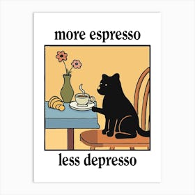 More Espresso Less Depresso Black Dog Print Retro Diner Poster Cartoon Dining Pasta Posters Italian Kitchen Art Print