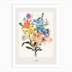 Lily 4 Collage Flower Bouquet Poster Art Print