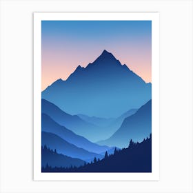 Misty Mountains Vertical Composition In Blue Tone 106 Art Print
