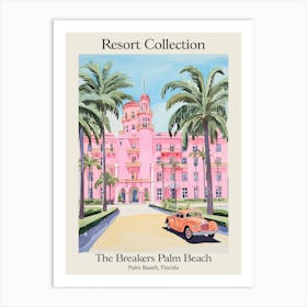 Poster Of The Breakers Palm Beach   Palm Beach, Florida   Resort Collection Storybook Illustration 4 Art Print