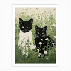 Two Cats In The Meadow 1 Art Print