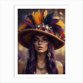 Girl in a hat 2 Art Print